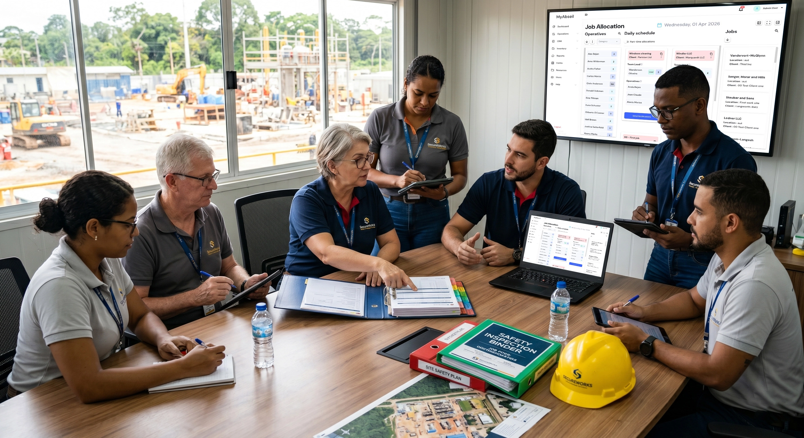 Professional rope access team collaboration