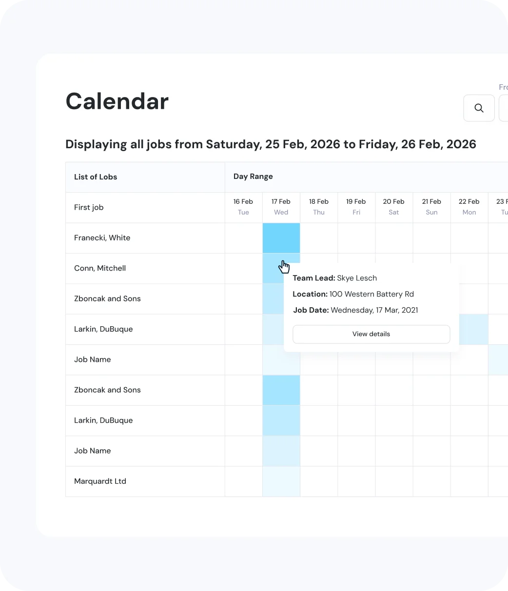 Job Planning & Scheduling